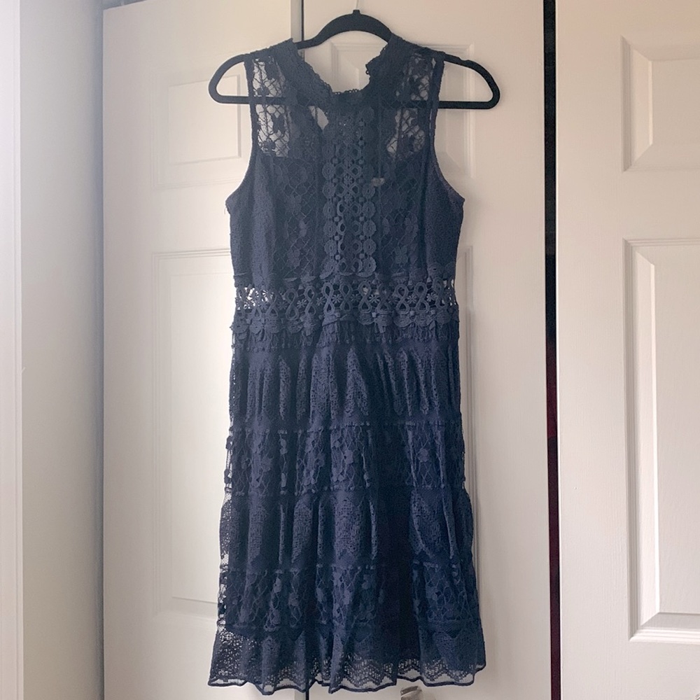 Francesca’s Navy Blue Lace Dress L